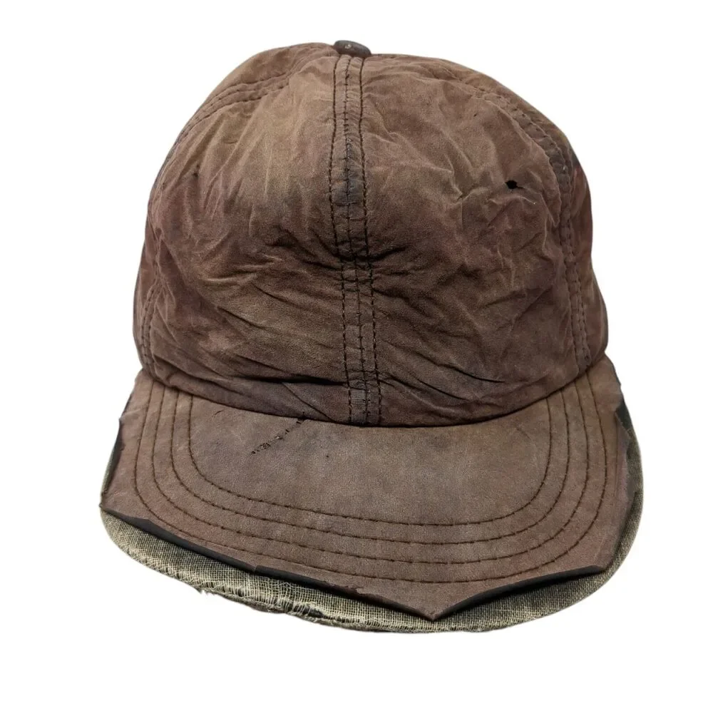 Unbranded Fitted Hat Brown One Size Lightweight Distressed Solid Blank